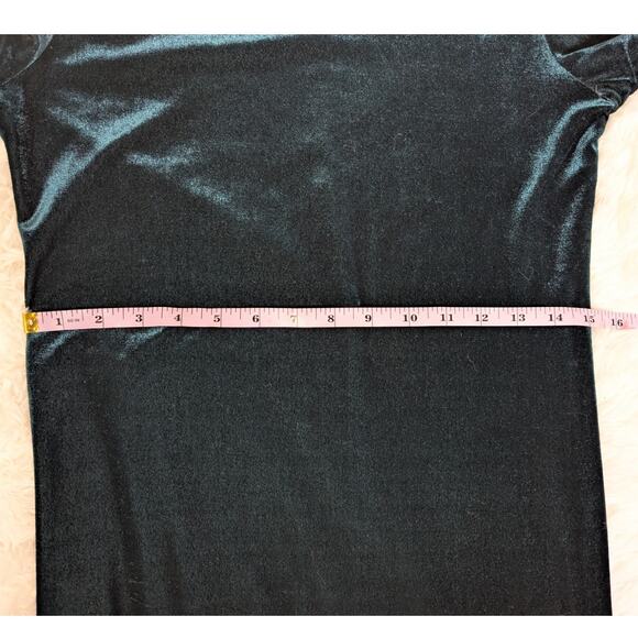 Vintage Y2K Velvet Short Sleeve Maxi Dress Dark Green Size Medium - Picture 8 of 13